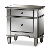 Baxton Studio Sussie Hollywood Regency Glamour Style Mirrored 2-Drawer End Table